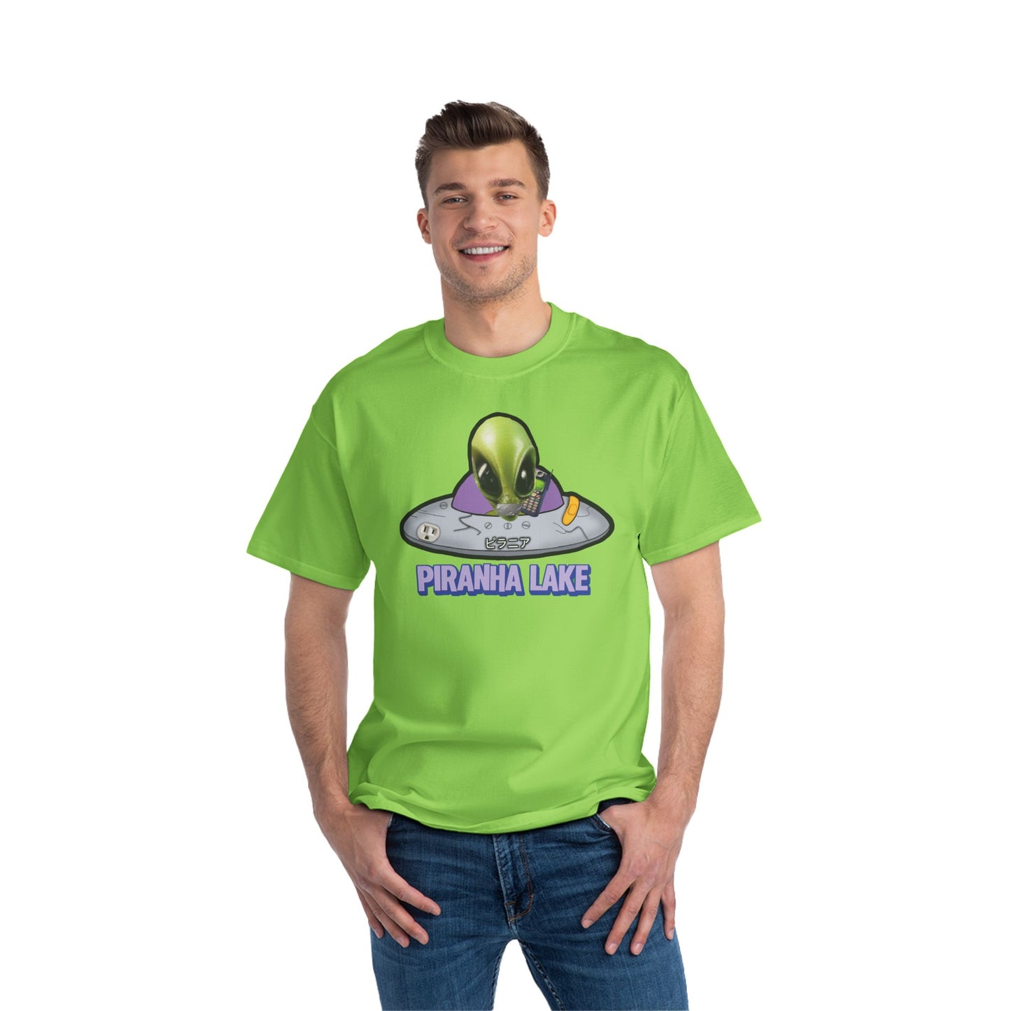 “Missing UFO” by Piranha Lake graphic T-shirt Beefy-T®  Short-Sleeve T-Shirt