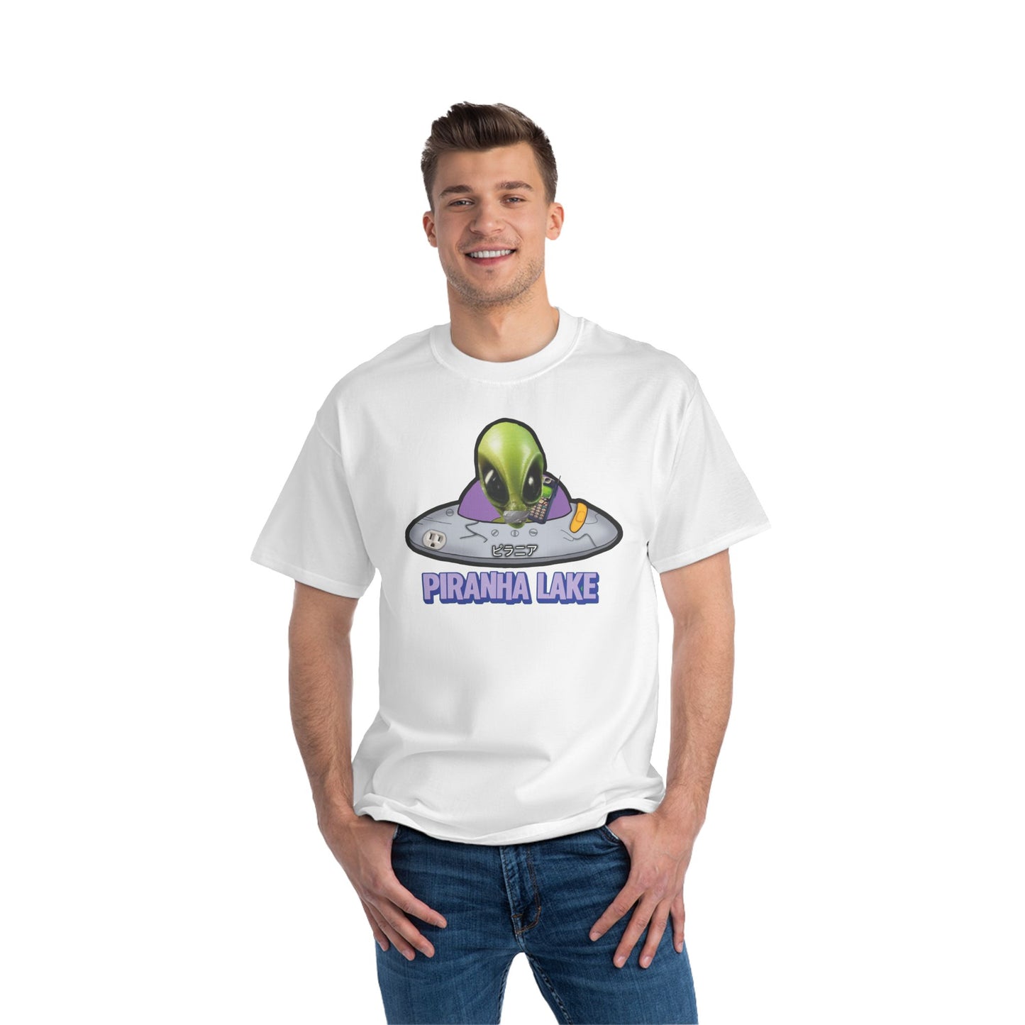 “Missing UFO” by Piranha Lake graphic T-shirt Beefy-T®  Short-Sleeve T-Shirt