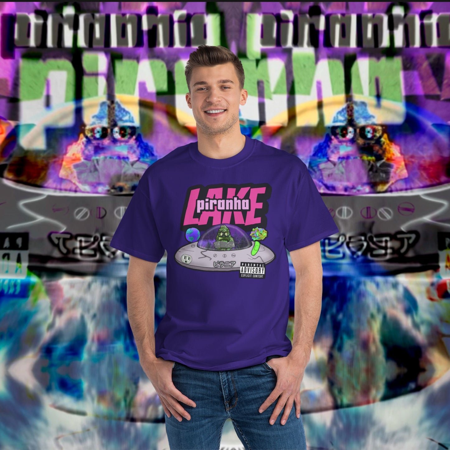 “Lost UFO” by Piranha Lake graphic T-shirt Beefy-T®  Short-Sleeve T-Shirt