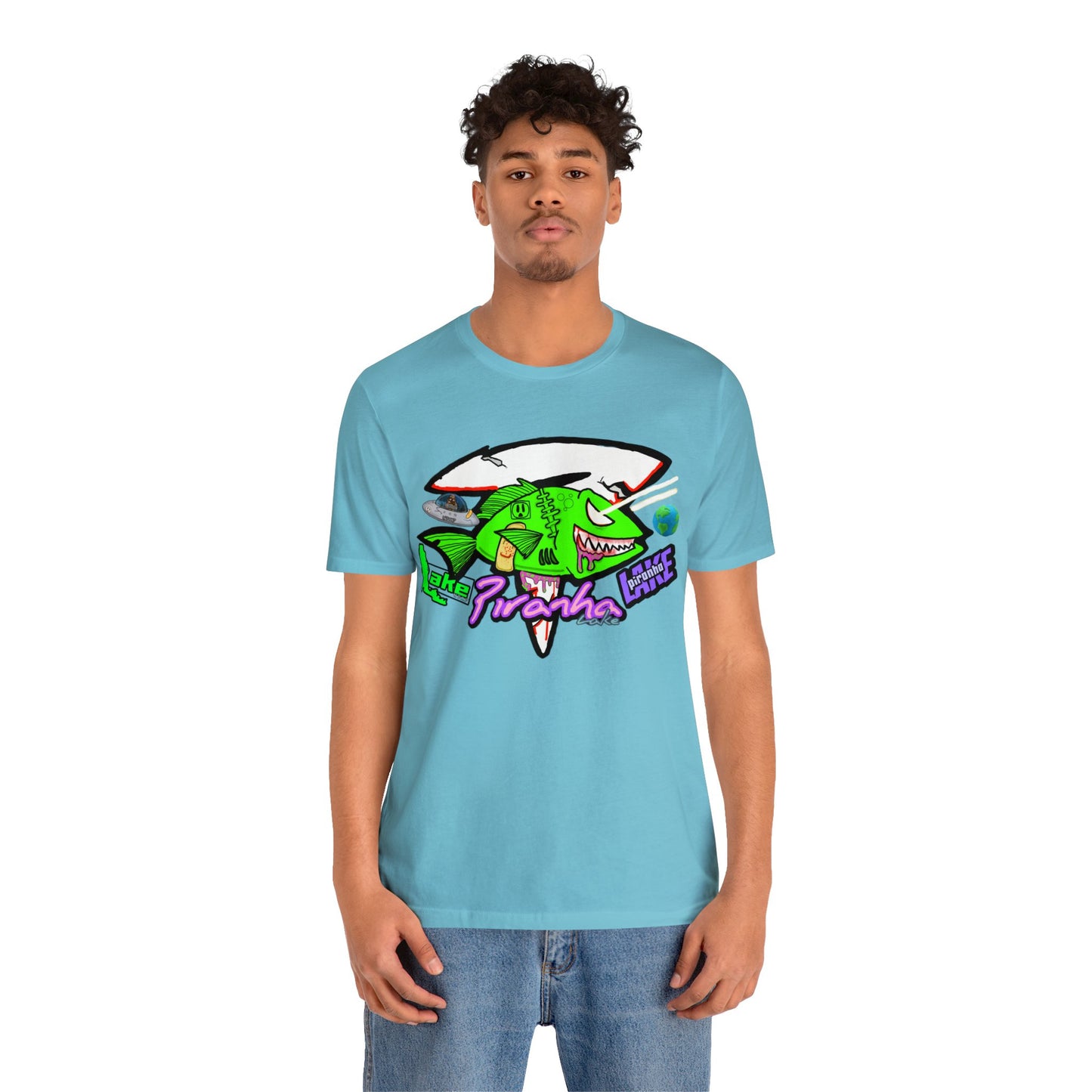 “Piranha Lake Universe” Graphic T-shirt by Piranha Lake (Unisex Jersey Short Sleeve Tee)