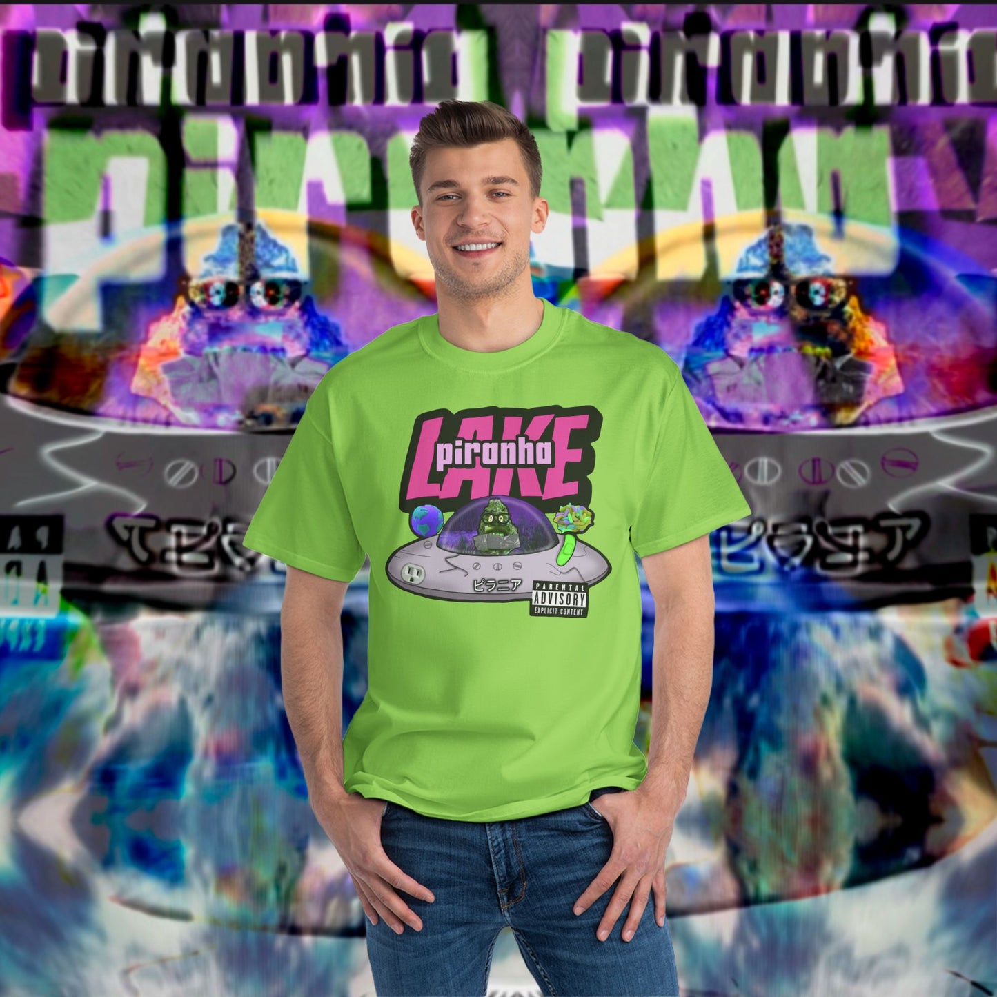 “Lost UFO” by Piranha Lake graphic T-shirt Beefy-T®  Short-Sleeve T-Shirt
