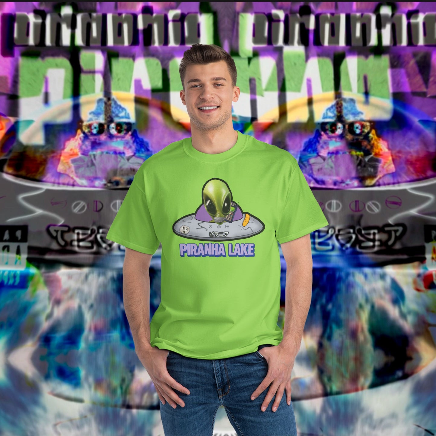 “Missing UFO” by Piranha Lake graphic T-shirt Beefy-T®  Short-Sleeve T-Shirt