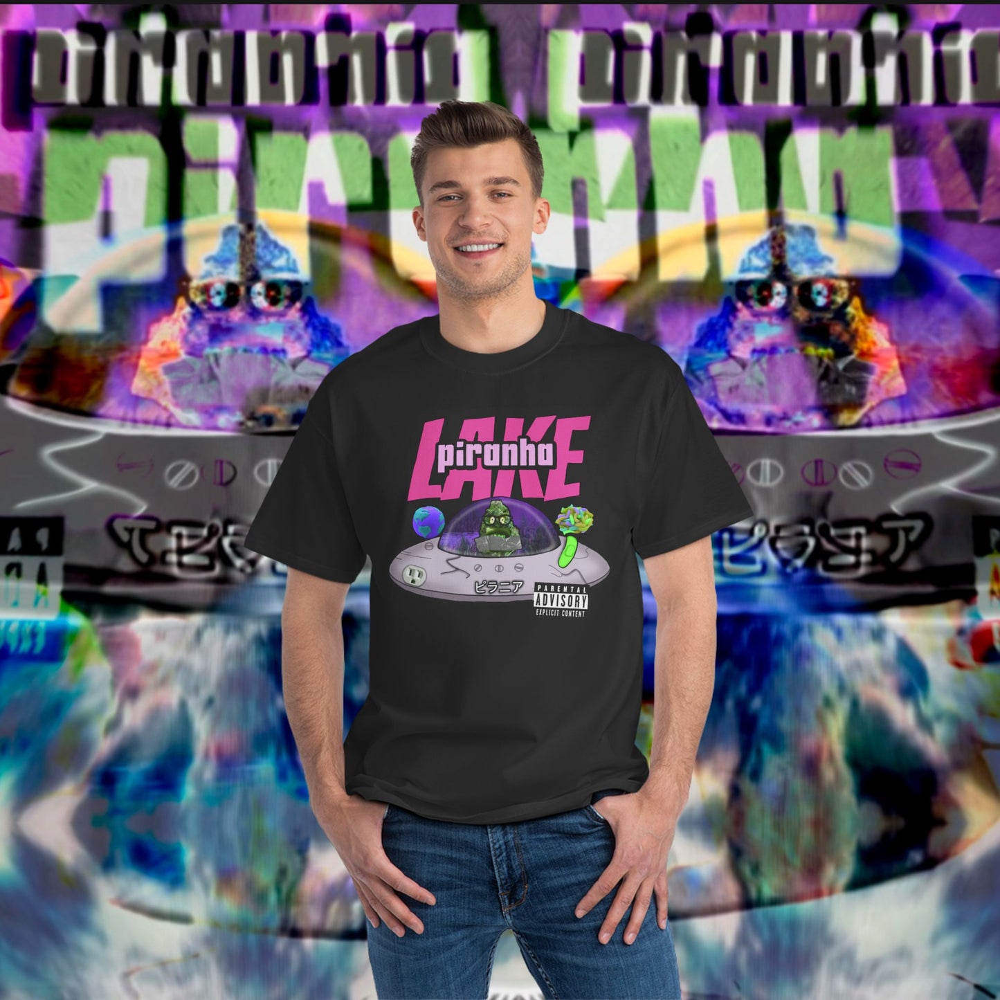“Lost UFO” by Piranha Lake graphic T-shirt Beefy-T®  Short-Sleeve T-Shirt