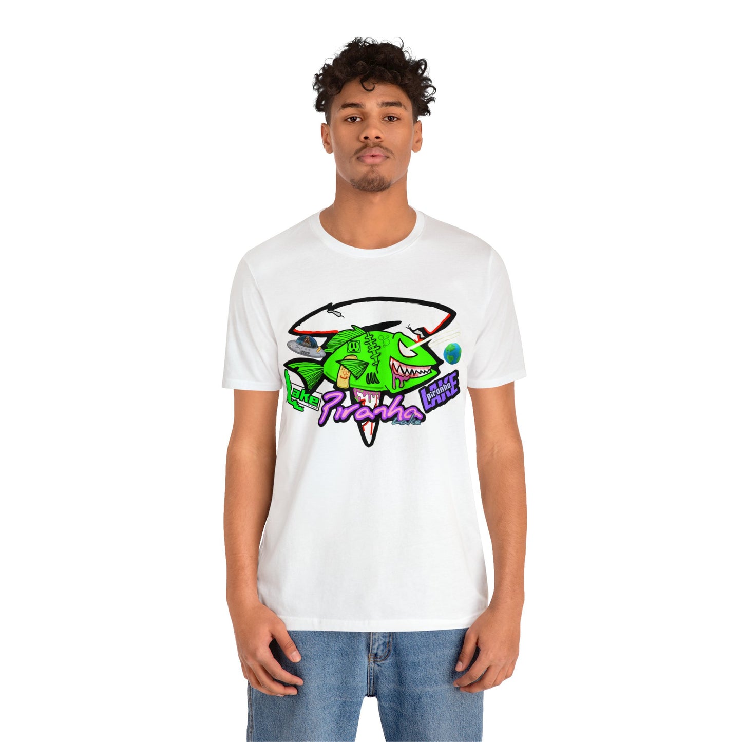 “Piranha Lake Universe” Graphic T-shirt by Piranha Lake (Unisex Jersey Short Sleeve Tee)